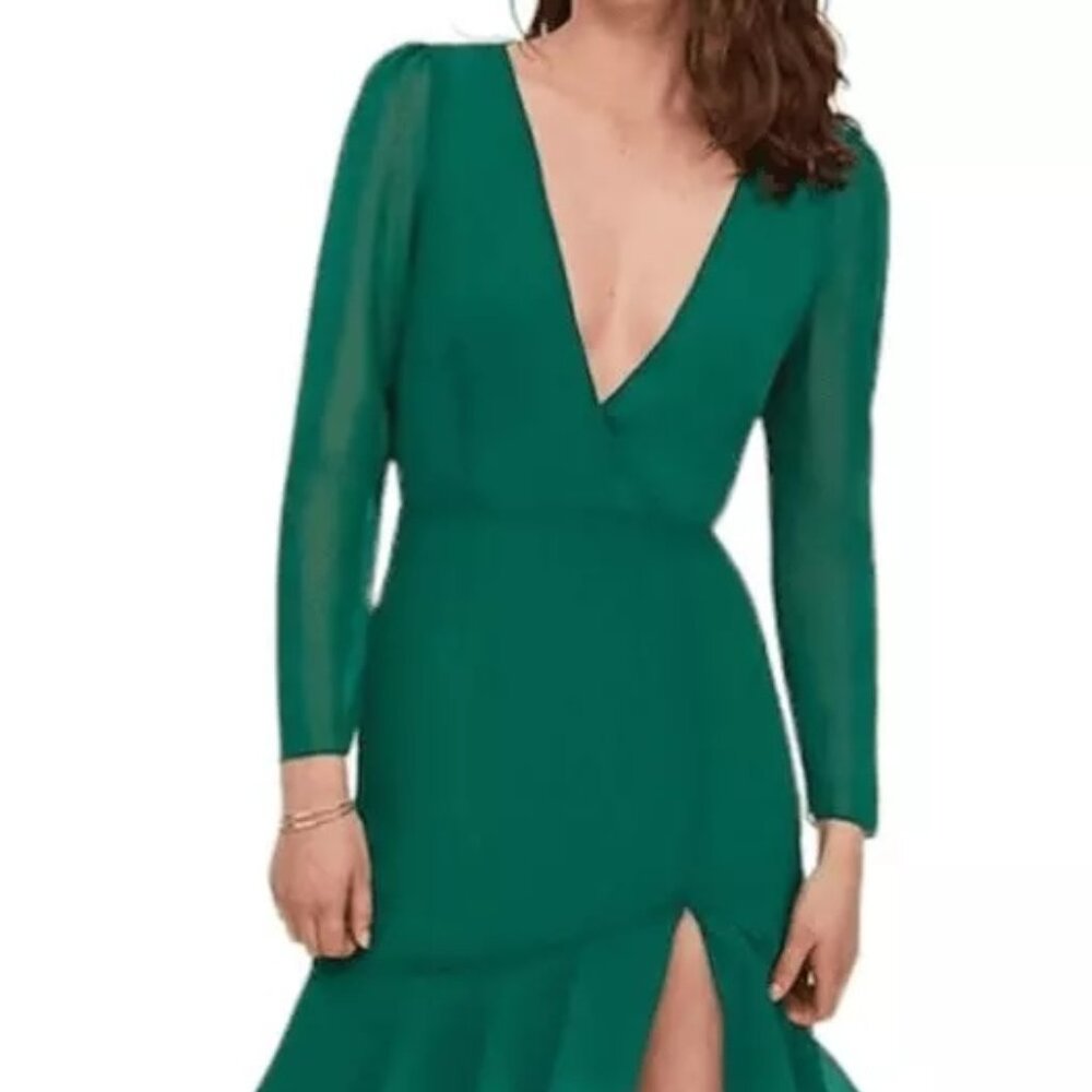 Kelly Green Ruffle Maxi Gown Dress | NWT | Fame and Partners